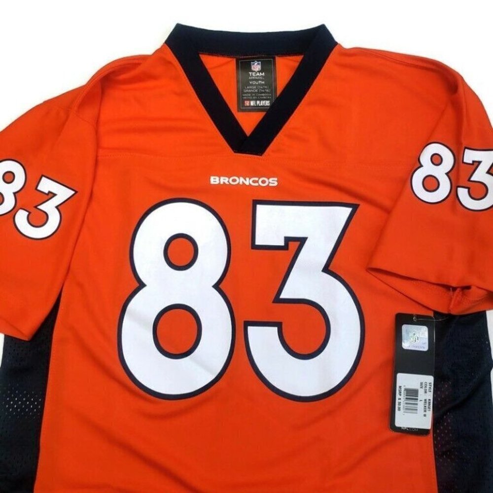 NFL Denver Broncos Jersey Youth Boys Large 2 Sided #83 Wes Welker Orange